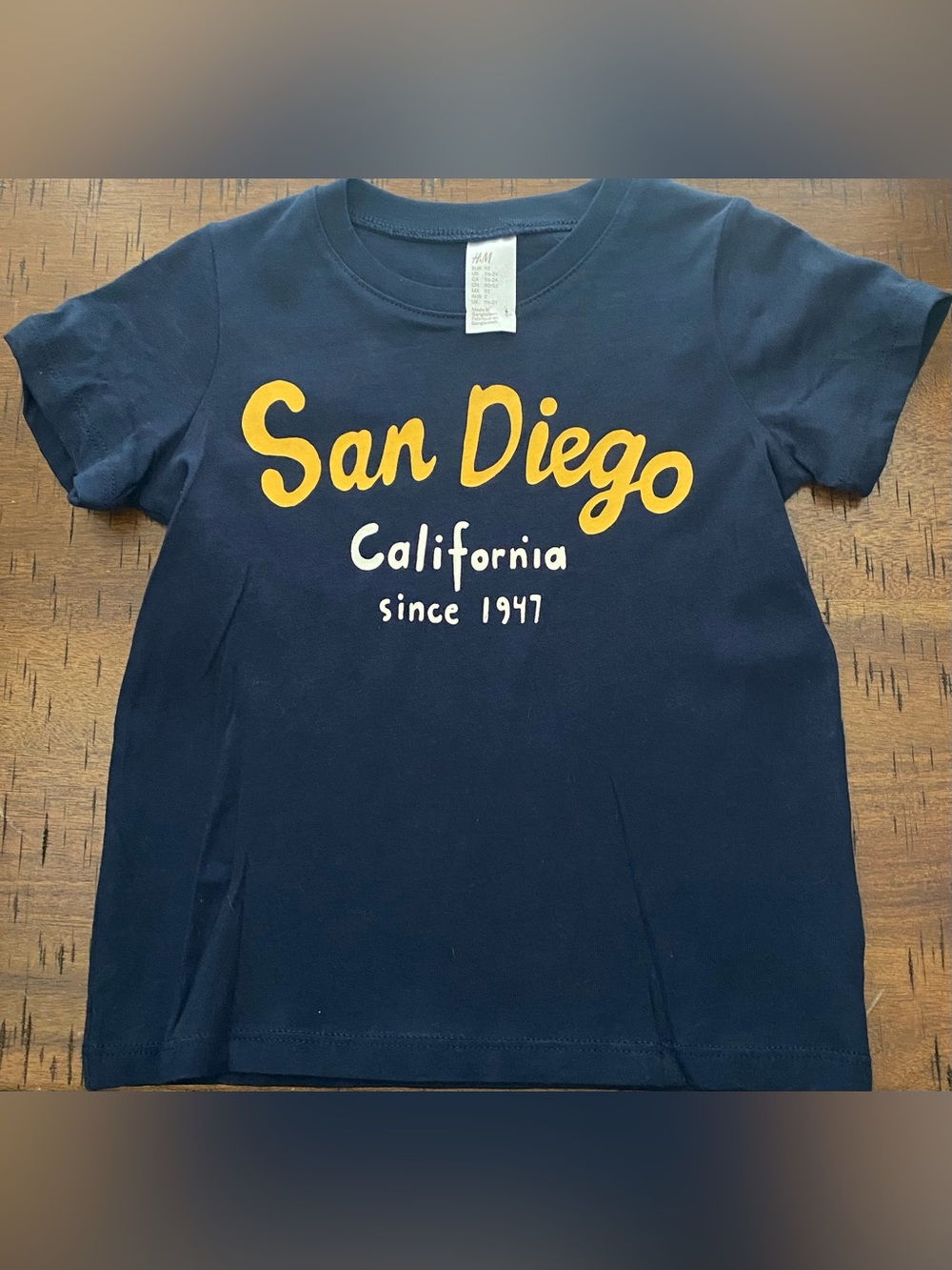•GUC•H&M San Diego California Toddler Crew Neck Short Sleeve Navy Graphic Tee